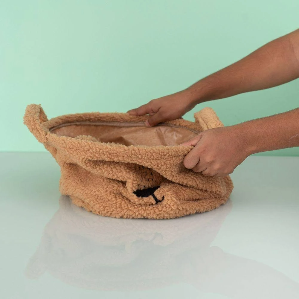 Cesto Redondo 30cm Com Alças Urso de Pelúcia